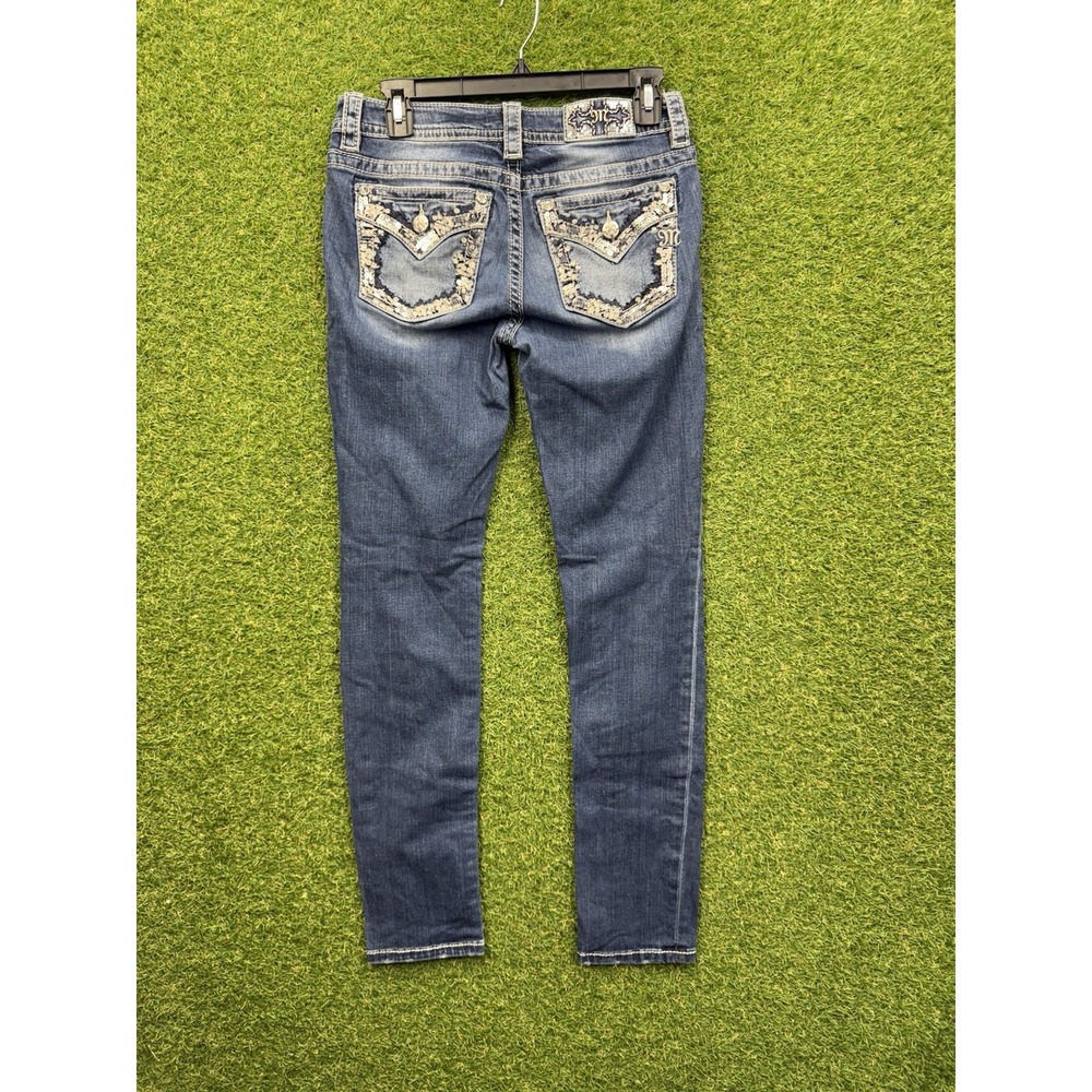 Miss Me Jeans Womens 27 Skinny Fit Denim Distressed Casual Cute Embellished Y2K